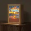Zee - Zonsondergang - Strand - Wolken - Oranje Light Box met kabel (Tafellamp) klein -z3d_website