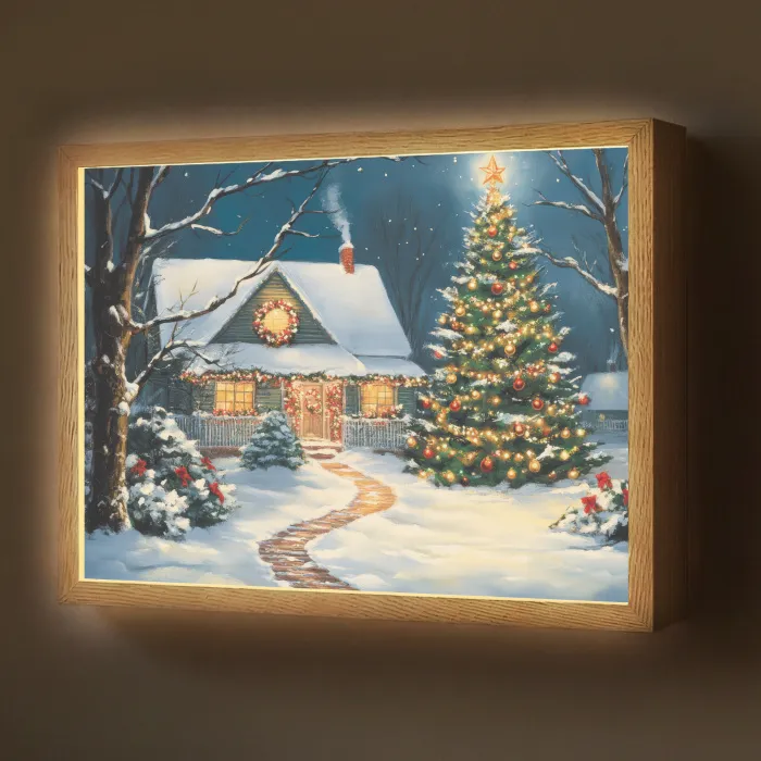 Kerst - Kerstboom - Winter - Huis - Sneeuw Light Box met batterij (Wandlamp) middel -z3d_website
