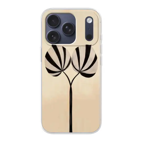 Bladeren - Gestreept - Stengel - Beige Telefoonhoesje iPhone 17 Pro klein -3d