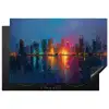 Skyline - Penseelstreken - Donkerblauw - Lichtgevend Inductie beschermer vinyl 3mm klein -3d