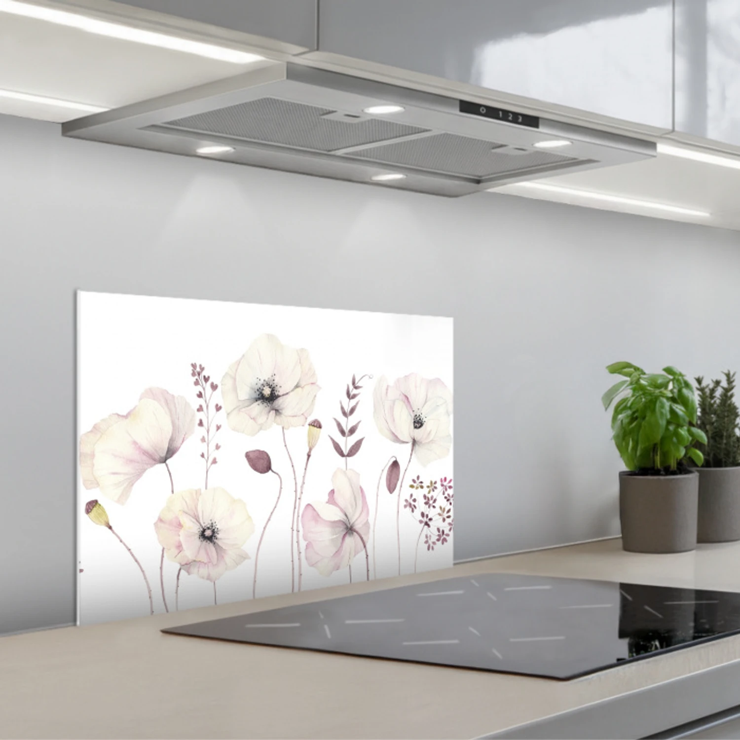 Bloemen - Pastel -  Planten - Wit keuken achterwand spatscherm klein -3d_schuin