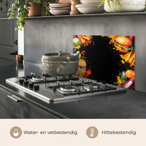 Fastfood - Graffiti - Hamburger - Eten - Modern keuken achterwand spatscherm klein -usp_NL