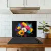 Bloemen - Kleurrijk - Graffiti - Modern - Boeket keuken achterwand spatscherm klein -sfeer2