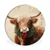 Kerst - Schotse Hooglander - Bruin - Krans Wandcirkel aluminium klein -3d