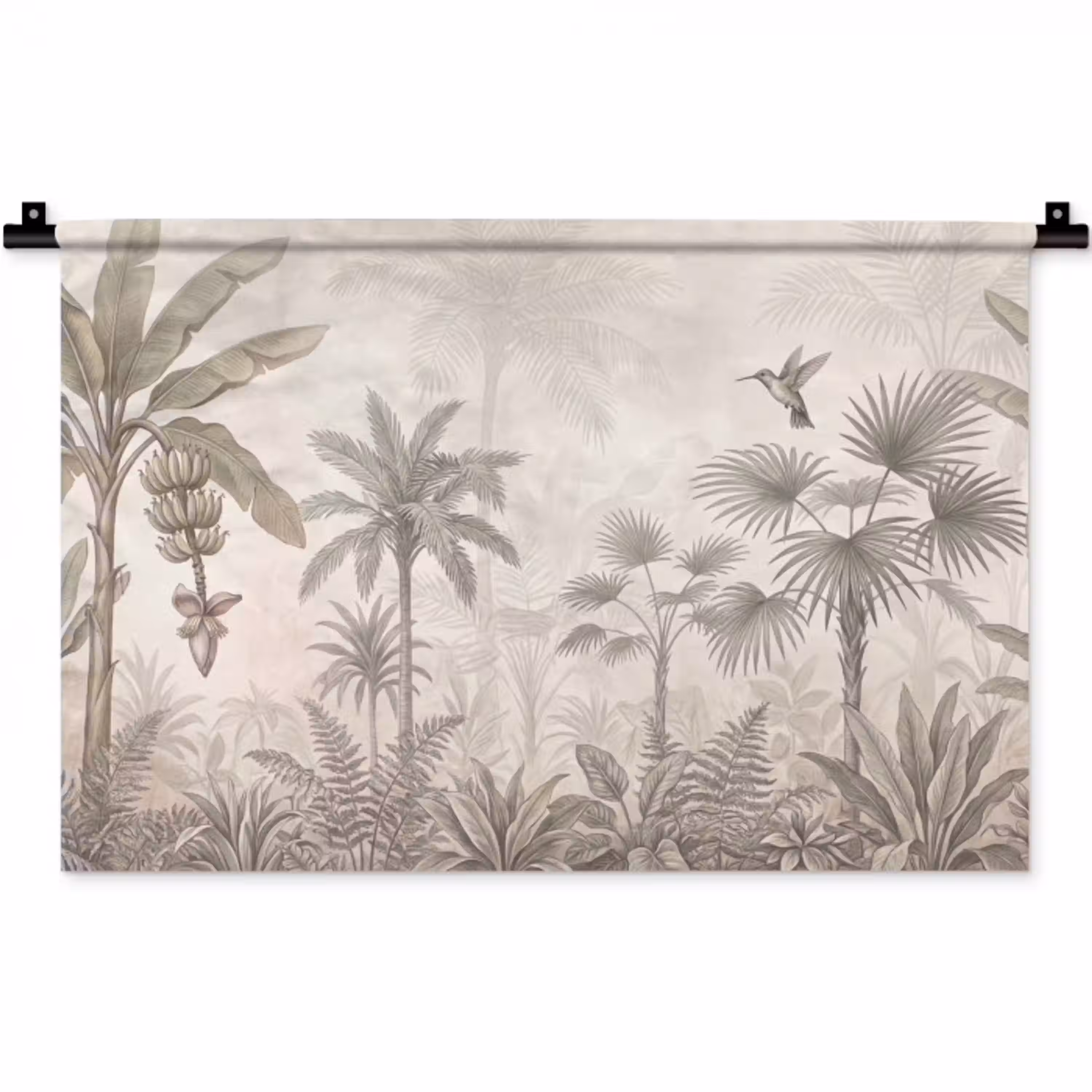 Jungle - Banenboom - Kolibrie - Beige Wandkleed katoen klein -zz3d
