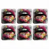 Lippen - Graffiti - Expressief onderzetter kurk middel -3d
