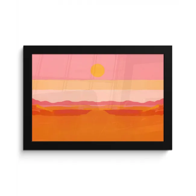 Zon - Abstract - Landschap - Oranje fotolijst zwart zonder passe partout klein -3d