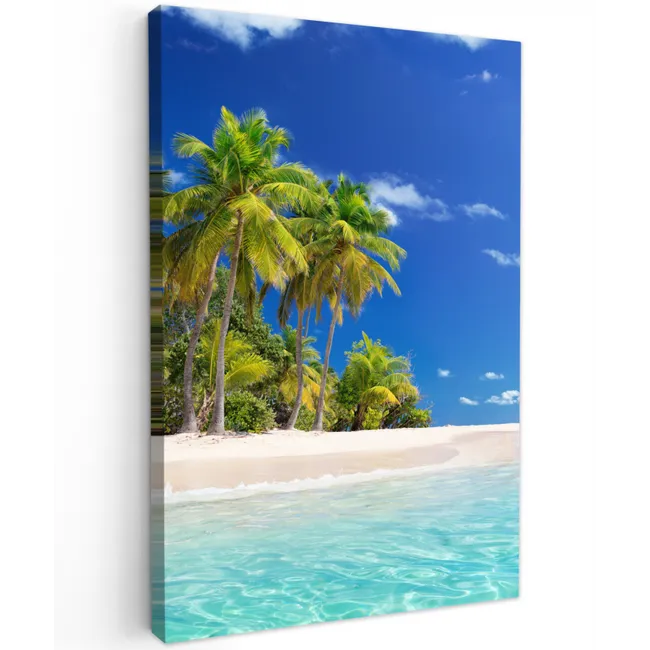 Strand - Zee - Palmboom - Zon - Zomer canvas 2cm klein -z3d