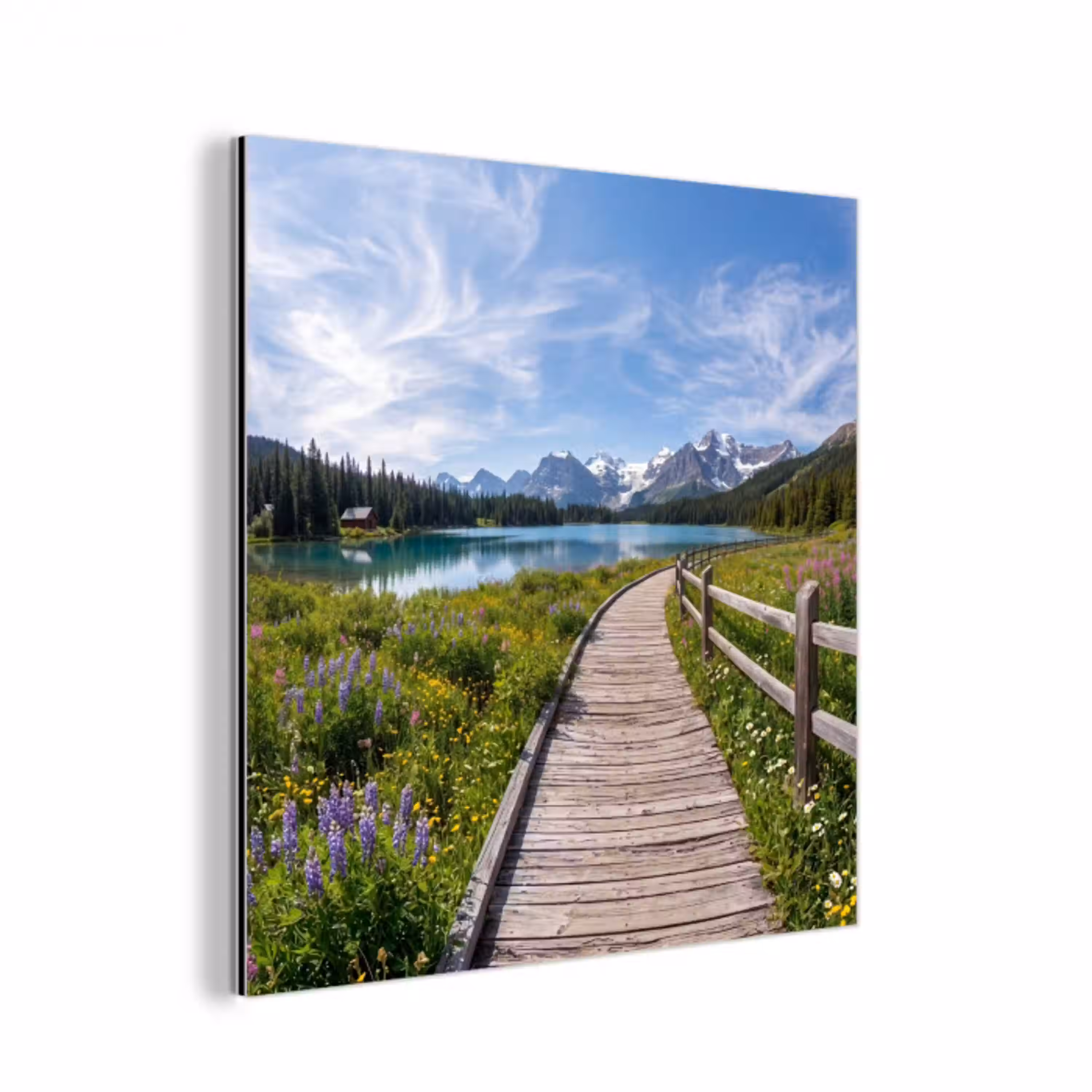 Bergen - Meer - Landschap - Blauw aluminium wit klein -3d