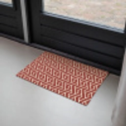 Rood - Beige - Patroon - Lijnen Deurmat klein 898 -sfeer2