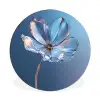 Blauw - Bloem - Glazen - Sierlijk Wandcirkel aluminium klein -3d