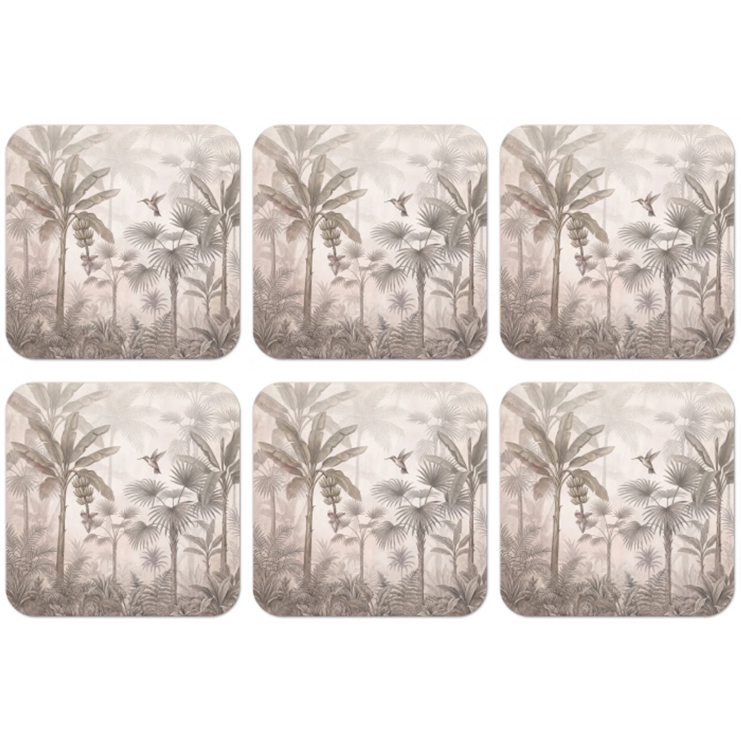 Jungle - Banenboom - Kolibrie - Beige onderzetter kurk middel -zkaufland3dotto