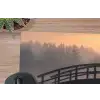 Brug - Mist - Bomen - Water muismat rubber klein -closeup