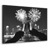 Vuurwerk - Proosten - Skyline - Champagne Textielframe zwart klein -3d