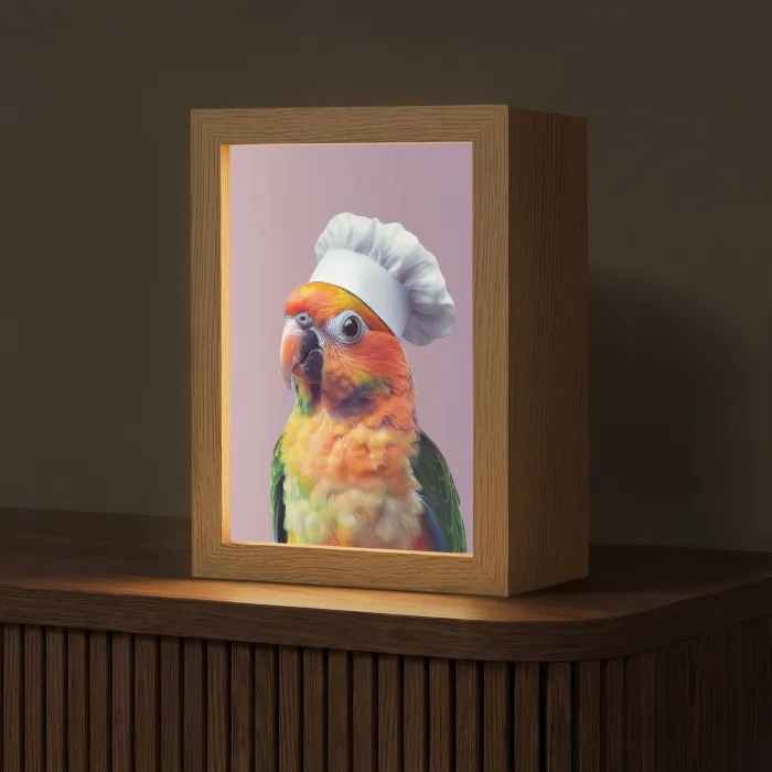 Papegaai - Koksmuts - Nieuwsgierig - Vogel Light Box met kabel (Tafellamp) klein -z3d_website
