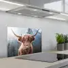 Schotse hooglander - Koe - Dieren - Berg - Natuur keuken achterwand spatscherm klein -3d_schuin