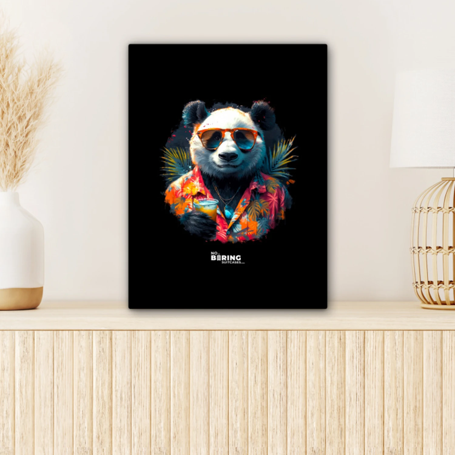 Panda als tropische straatkunst canvas 2cm klein -sfeer5