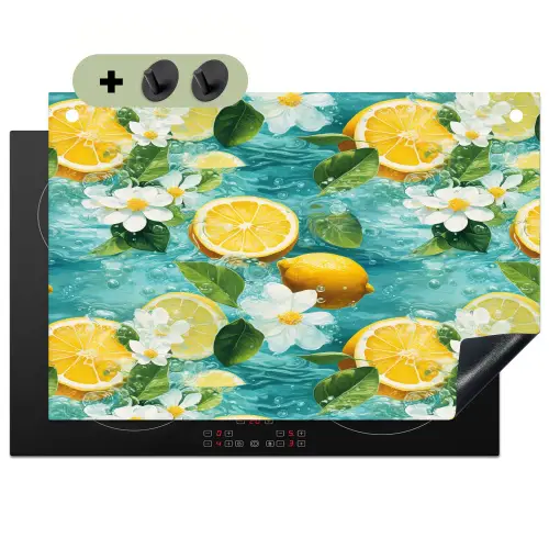 Citroen - Bloemen - Bruisend - Water Inductie beschemer met haakjes klein 777 -3d
