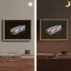 Hotdog - Porselein - Delfts blauw - Eten Light Box met batterij (Wandlamp) middel -sfeer3
