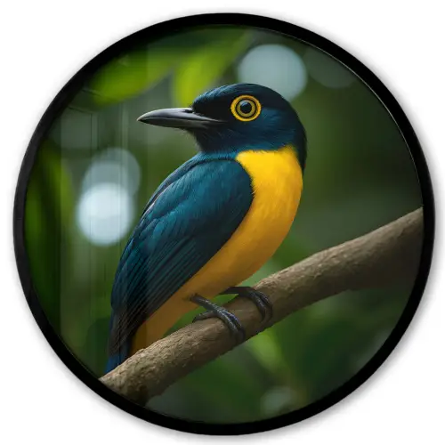 Vogel - Tak - Geel - Bladeren Fotolijst rond zonder passe partout klein -3d
