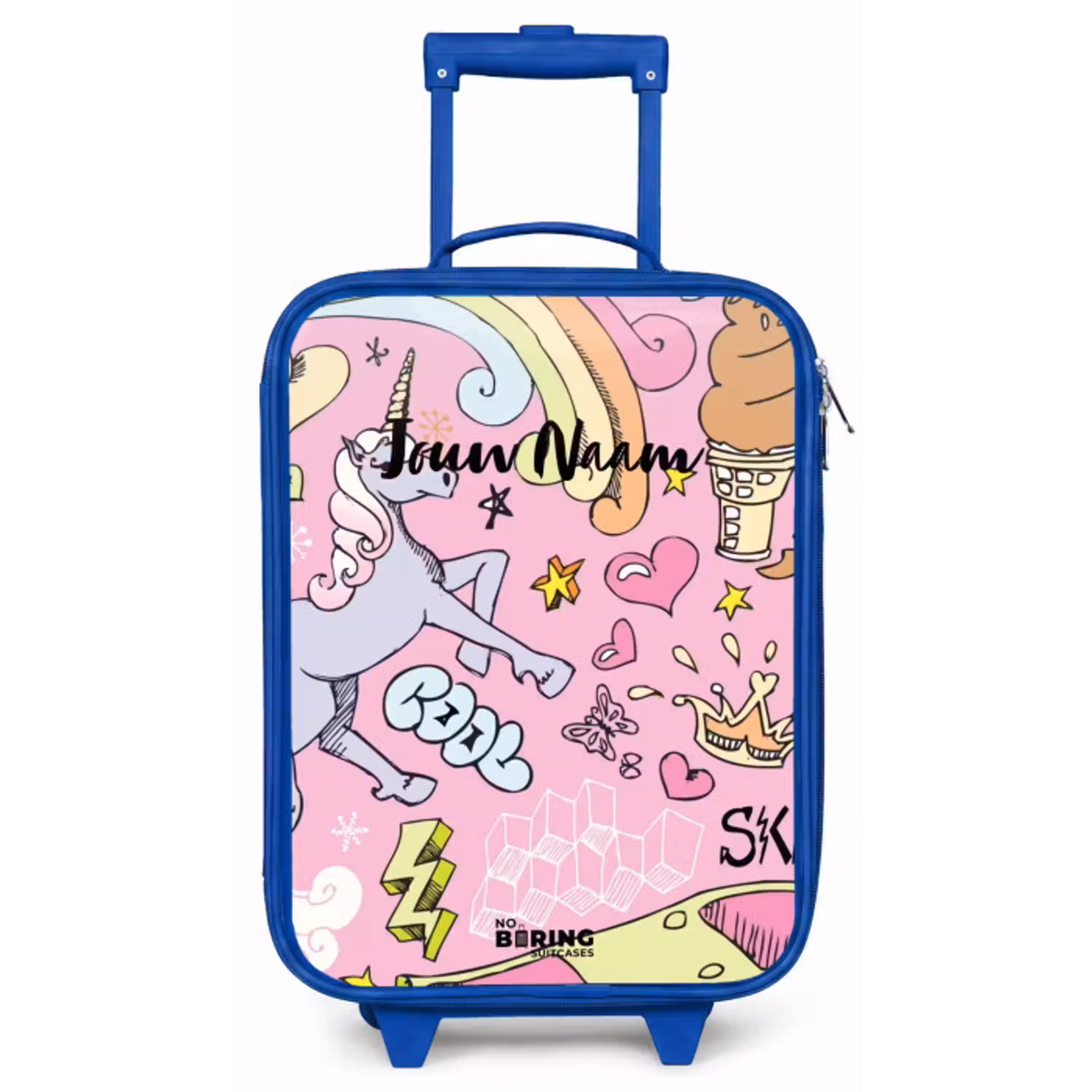 Unicorn doodles Kinderkoffer - Blauw klein -zz3dotto