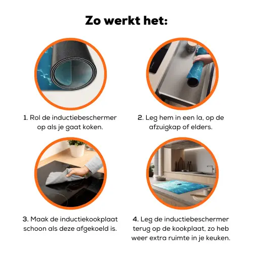 Schildpad - Zee - Blauw - Schittering Inductie beschermer vinyl 3mm klein -zzzzzzz-td-werking