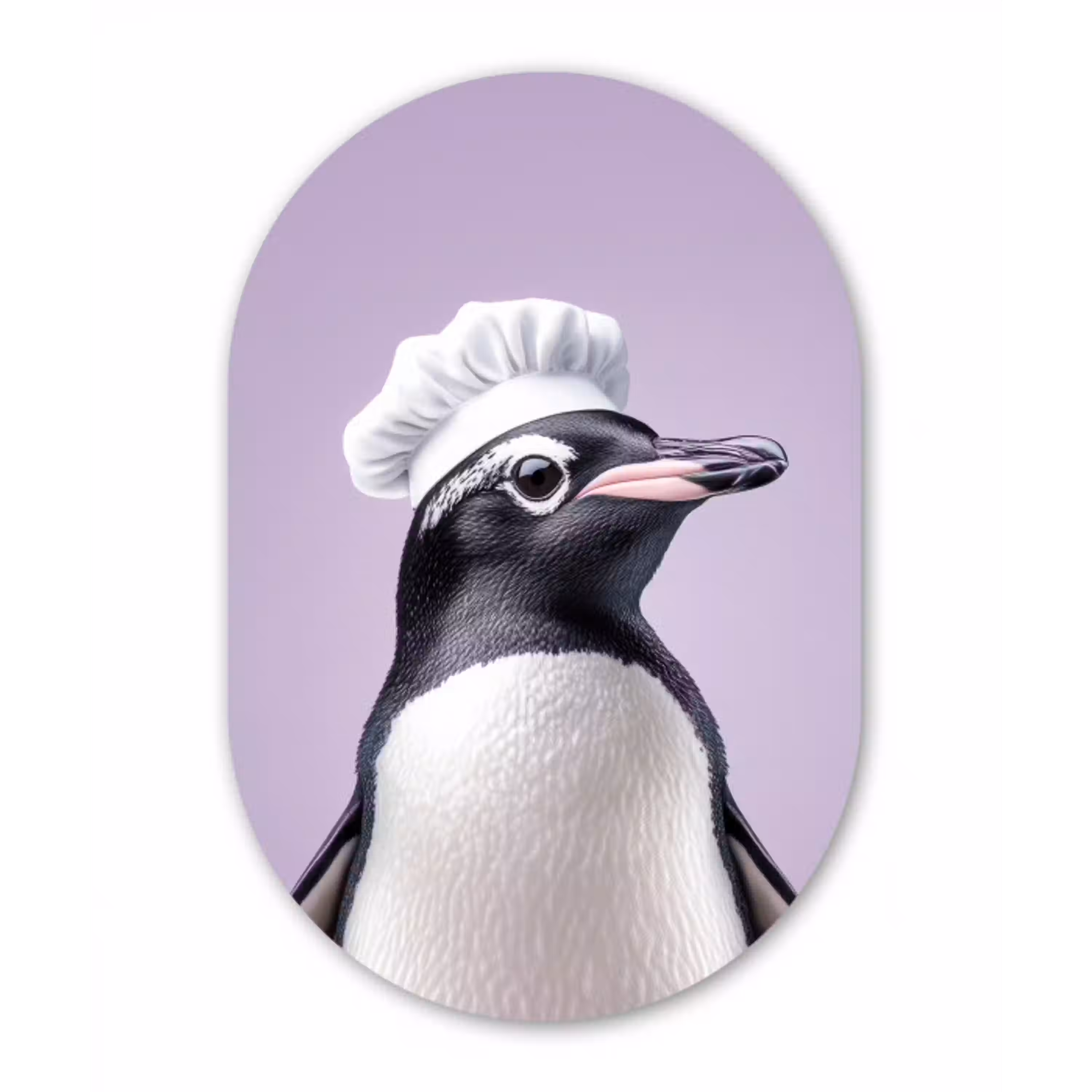 Pinguïn - Koksmuts - Lief - Paars Wandcirkel Ovaal Aluminium middel -3d