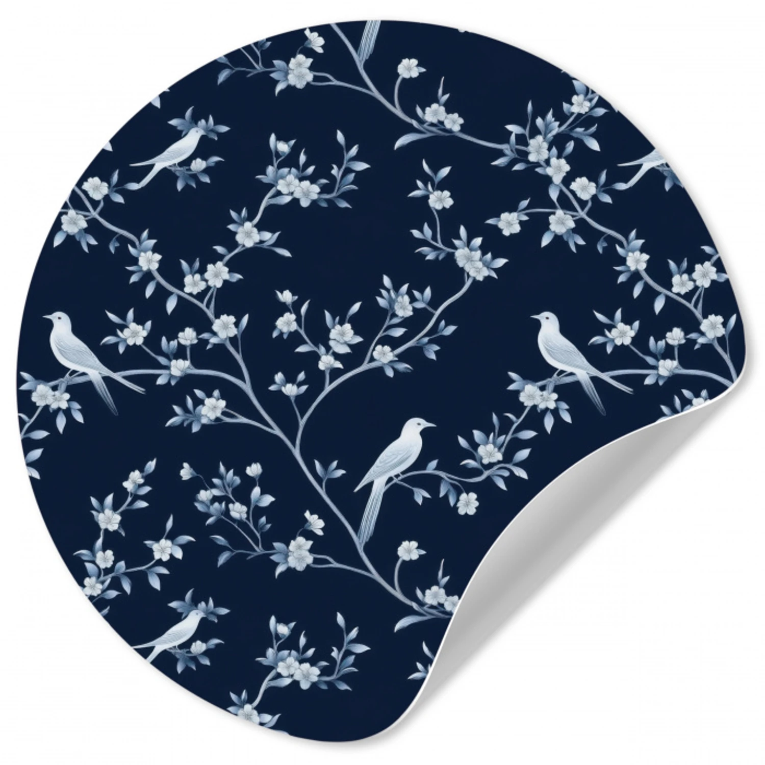 Grafisch - Bloesemtak - Blauw Wandcirkel behangsticker klein 186 -3d