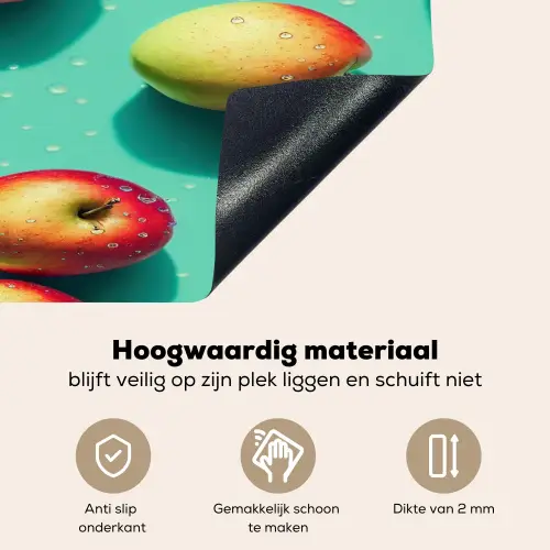 Appels - Water - Turquoise Inductie beschemer met haakjes klein 777 -ky-onderkant-nl