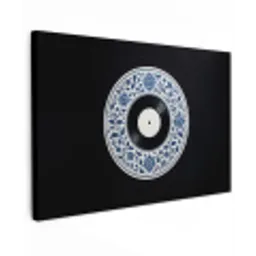 Vinyl - LP - Delfts Blauw - Muziek Tuinposter op houten frame 2 cm dik klein -3d