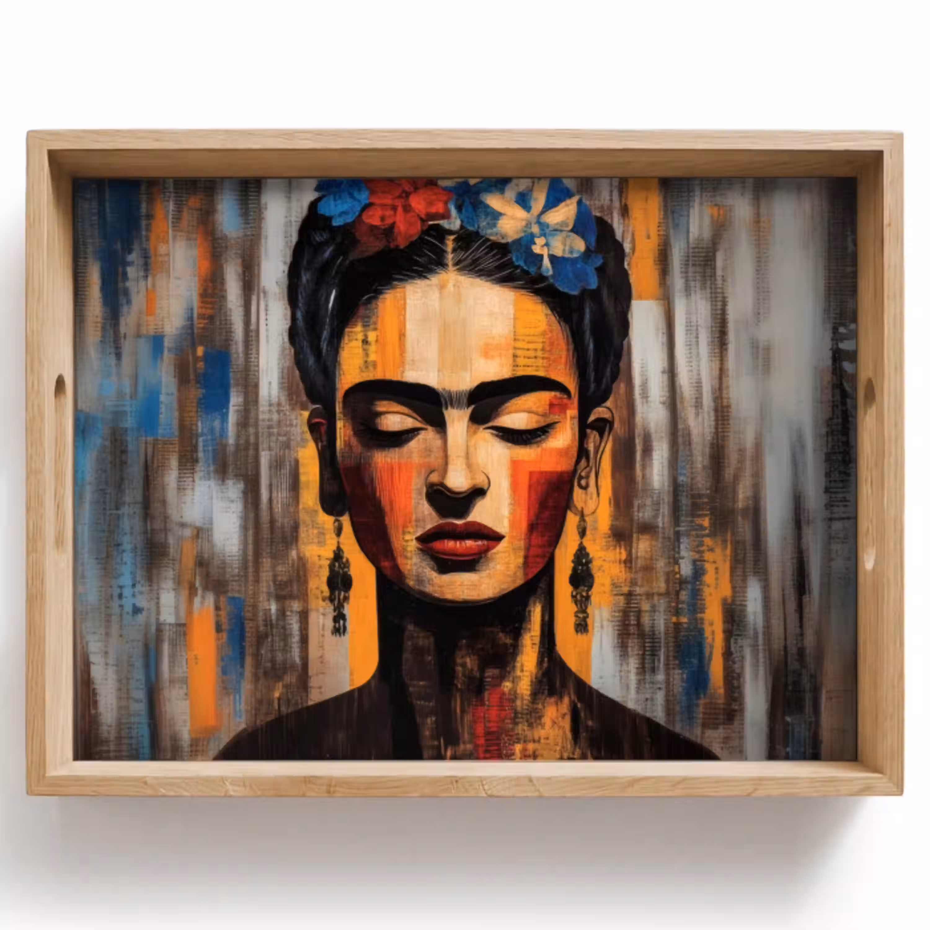 Portret - Vrouw - Bloemen Dienblad Rechthoek middel -z3d_shopping