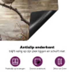 Winterkoninkje - Tak - Rivier - Natuur - Sfeervol Inductie beschermer vinyl 3mm middel -zzzzzzz-cc-onderkant