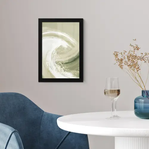 Abstract - Penseelstreken - Golven - Groen fotolijst zwart zonder passe partout klein -sfeer4