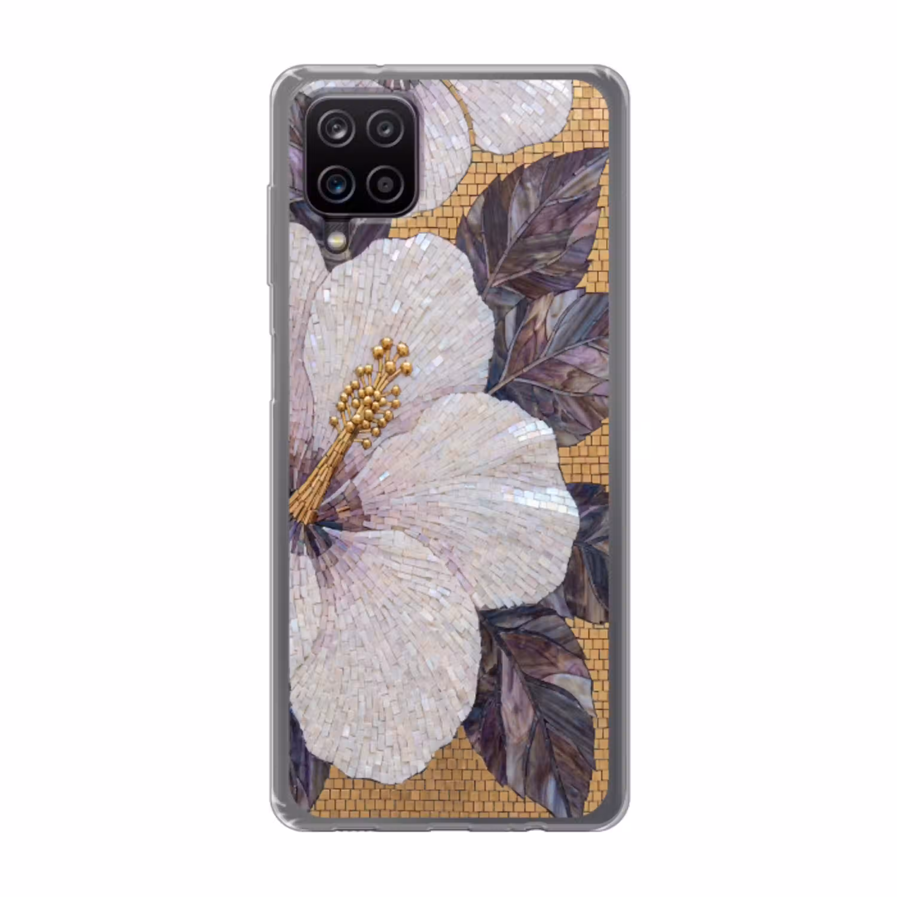 Bloemen - Mozaïek - Kunst - Modern - Goud Telefoonhoesje Samsung Galaxy A12 klein -3d