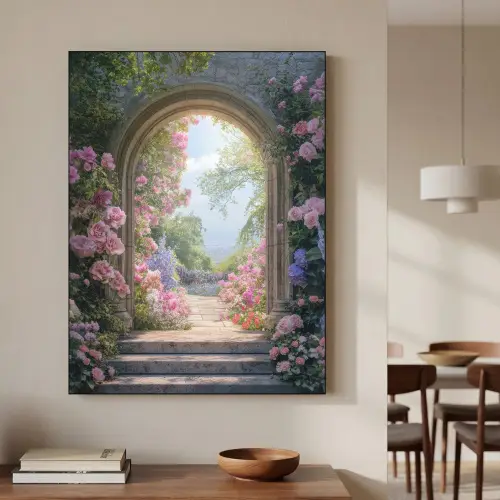 Doorkijk - Rozen - Vintage - Bloemen Textielframe zwart klein -sfeer2