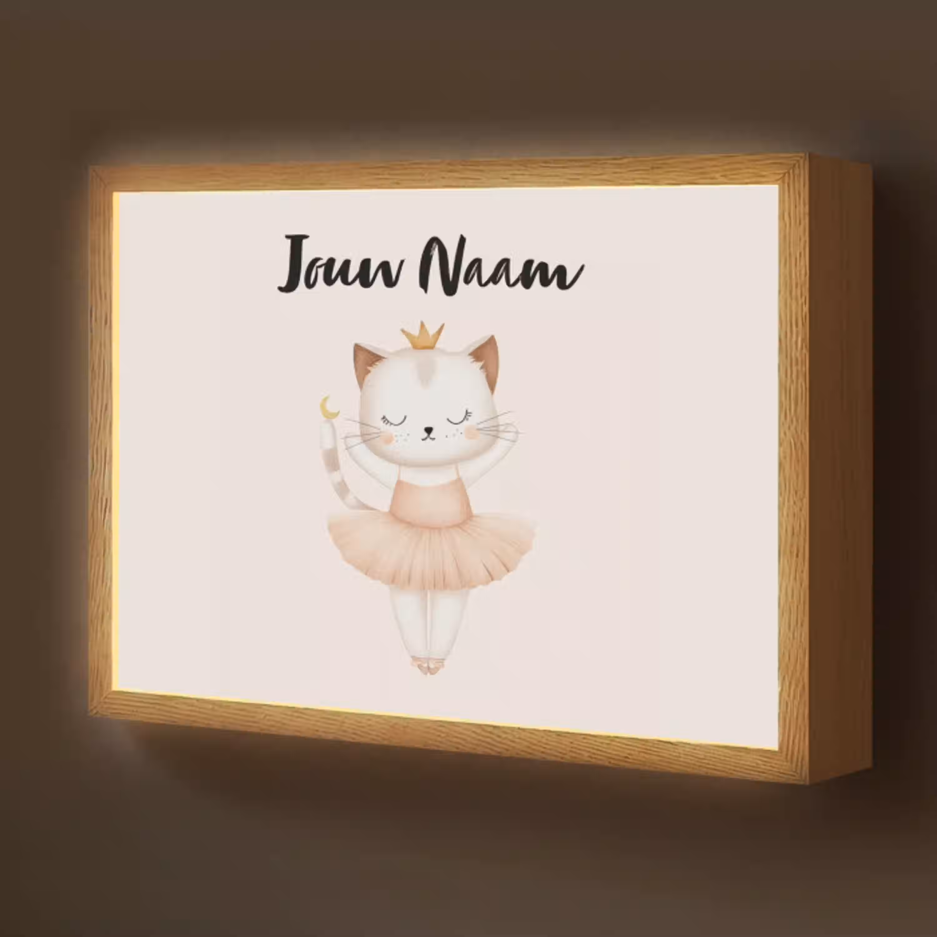 Kat - Minimalistisch - Tutu - Kroontje Light Box met batterij (Wandlamp kind) middel -z3d_website
