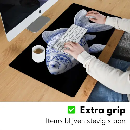 Porselein - Goudvis - Delfts - Blauw Muismat XXL klein -sfeer3