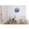 Glitters - Hamburger - Blauw Wandcirkel aluminium klein -woonkamer