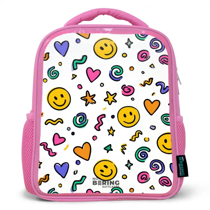 Smiley - Hartje - Ster Kinderrugzak - Roze middel -3d