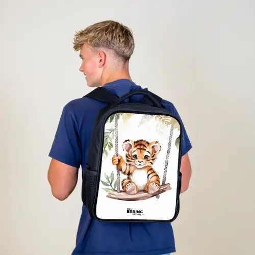 Schommelend tijgerwelpje waterverf tekening Rugzak - Zwart middel -sfeer8