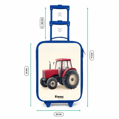 Tractor - Getekend - Rood Kinderkoffer - Blauw klein -productfoto_formaten