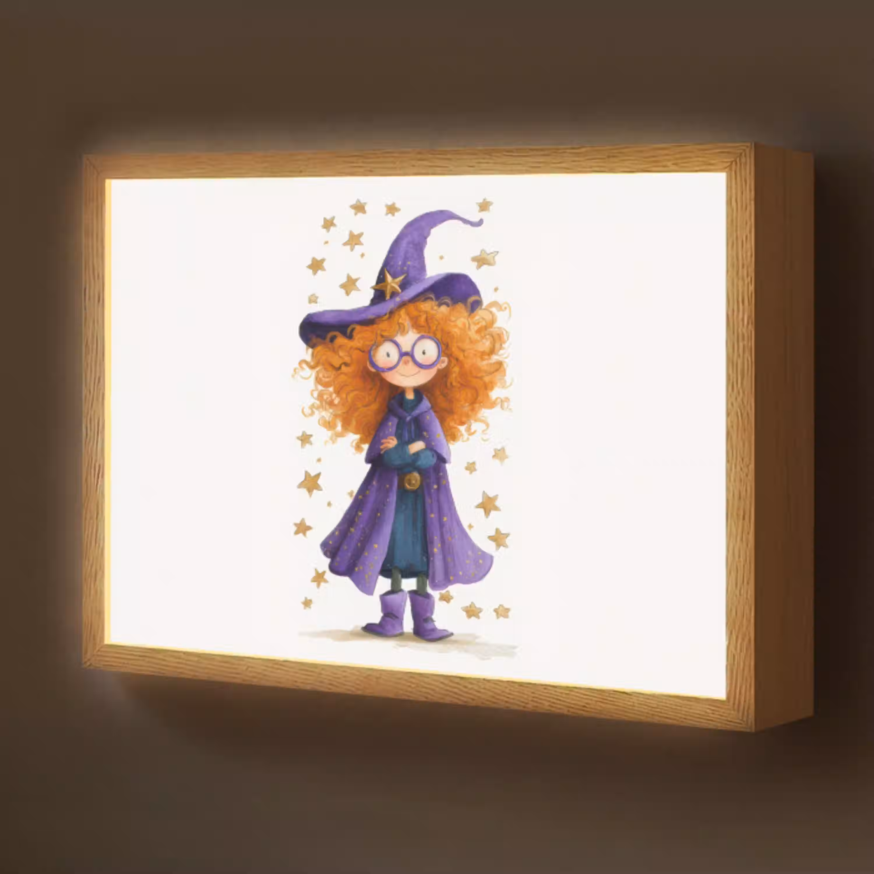 Toverheks - Sterren - Paars Light Box met batterij (Wandlamp kind) middel -z3d_website