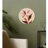 Bloemen - Blaadjes - Minimalistisch - Roze Wandcirkel kunststof plaat 5mm dik klein -sfeer3