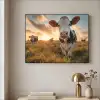 Koe - Weiland - Dieren portret - Natuur - Koeien Textielframe zwart klein -sfeer2