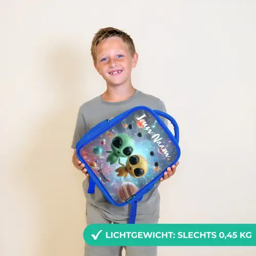 Vrolijke buitenaardse vrienden Kinderrugzak - Blauw middel -sfeer1_NL