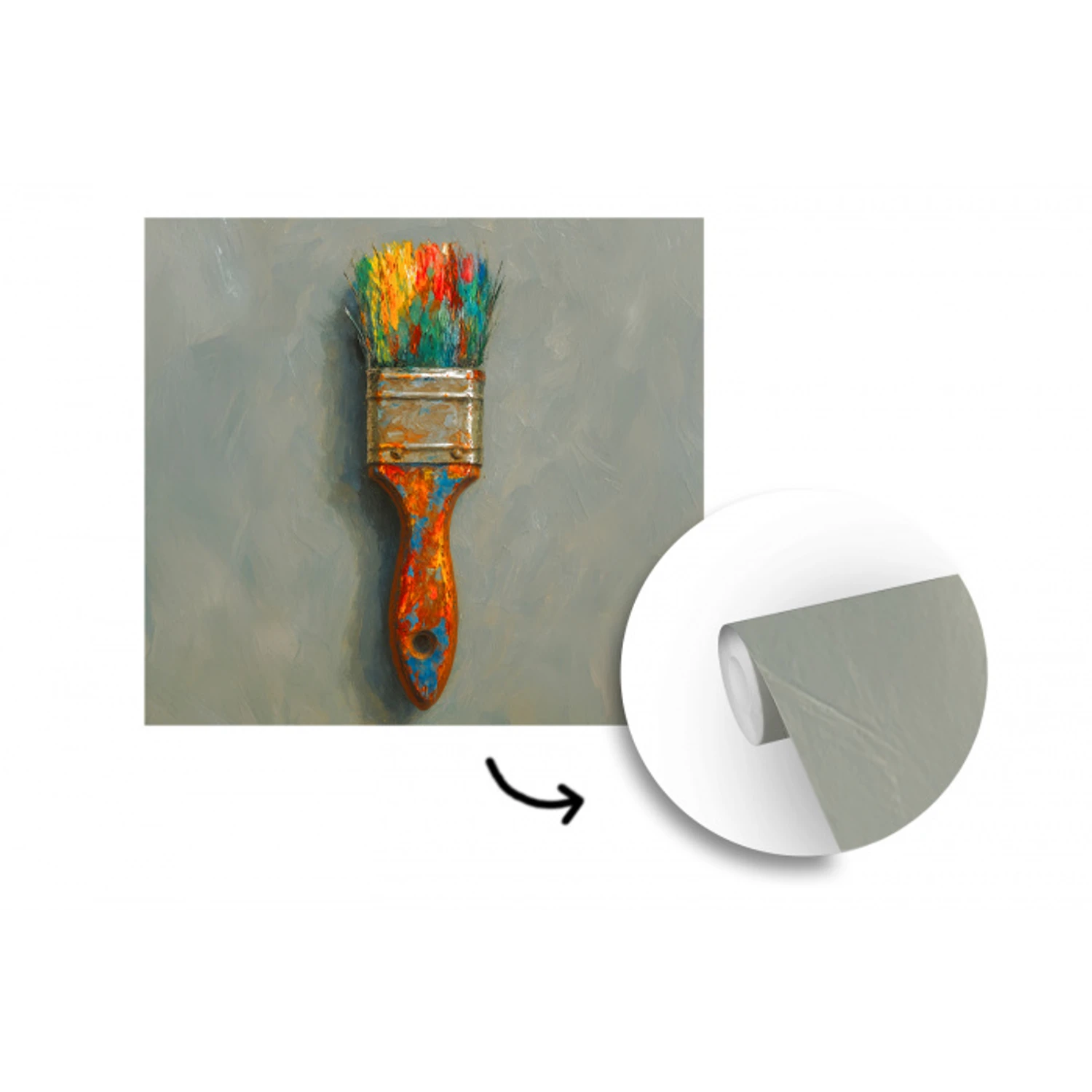 Verf - Kwast - Schilderij fotobehang vinyl groot -3d