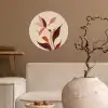 Bloemen - Blaadjes - Minimalistisch - Roze Wandcirkel behangsticker klein -sfeer1
