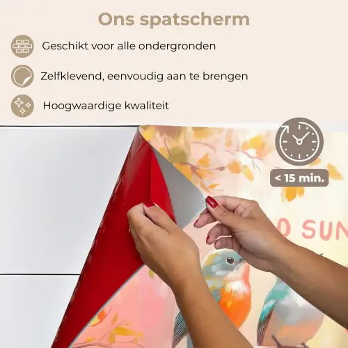 Vogels - Tak - Quote - Roze keuken achterwand spatscherm klein -spatscherm_NL