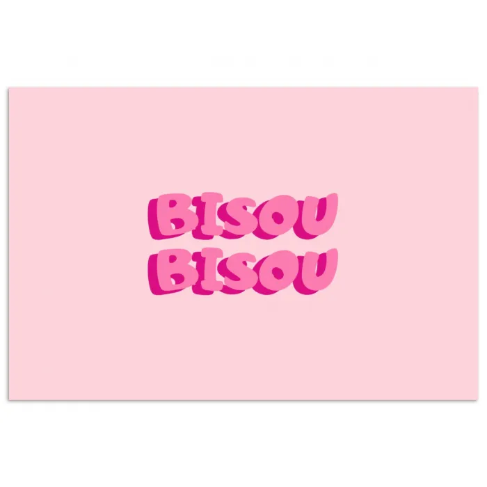 Bisou - Roze - Dikke letters poster papier klein -3d