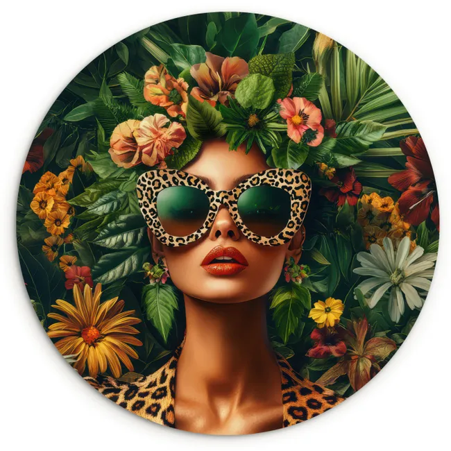 Muurcirkel - Vrouw - Panterprint - Jungle - Natuur - Luxe